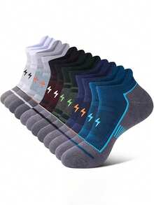 6双装男士短袜，运动缓震低帮吸湿透气防臭运动短袜，男士礼物 - 彩色 - 查看 14