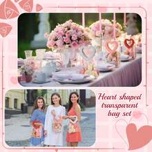 1/3/10pcs Pink Heart-Shaped Handle Gift Bags, Reusable Transparent Plastic Gift Packaging Bags, Suitable For Weddings, Parties, Anniversaries, Valentine's Day, Mother's Day, Handmade Gift Boxes, Candy & Chocolate Decoration Bags - Multicolor - View 7