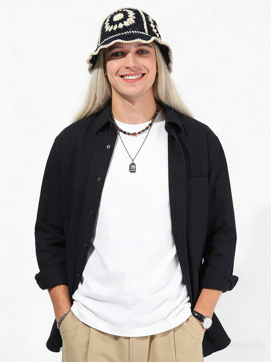 قبعة مصنوعة يدويًا بالكروشيه والتريكو، قبعة دلو مزخرفة بزهرة هيونا المجوفة، خفيفة وقابلة للتنفس للرجال والنساء، مناسبة للارتداء اليومي في الربيع والصيف - متعدد الألوان - مشاهدة 1