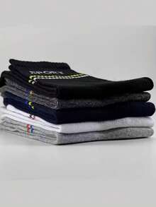 2/5/10/20 Pairs Men's Multicolor Striped Socks, Sport Letter Socks, Casual Leisure Sports Socks For Fitness, Running, Tennis, Basketball - Multicolor - View 7