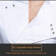 Premium Chef's Long Sleeve Work Uniform - Polyester Fabric, Machine Washable, Solid Color Mandarin Collar Design, Suitable For Chefs In Kitchen, Bakery, Restaurant, School Cafeteria - White - View 7