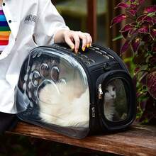 Paw Print Space Transparent Cat Backpack, Breathable Portable Pet Carrier, Foldable Shoulder Cat Bag - Multicolor - View 5