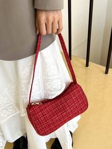 时尚休闲百搭通勤格纹单肩包