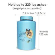 Large Size Decorative Cremation Urn For Adult Men And Women, Holds Up To 220 Lbs, Sunflower Pattern