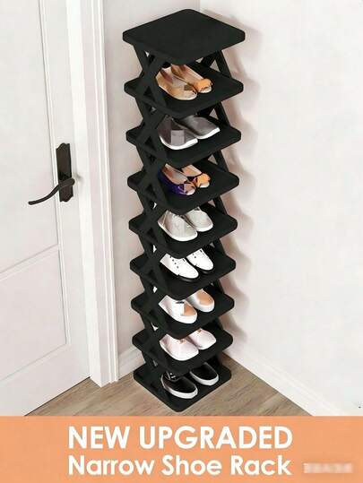 1 pieza Estantería vertical estrecha de 3/6/9 niveles - Organizador de zapatos DIY que ahorra espacio actualizado, adecuado para entrada, armario, pasillo y apartamentos pequeños - Estantería de almacenamiento de varios niveles independiente para el hogar, la oficina y la residencia estudiantil - Solución de almacenamiento de zapatos compacta perfecta para espacios de vida modernos en Año Nuevo, inauguración de la casa, temporada de otoño/invierno