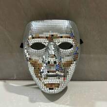 1pc Disco Ball Mask, Unisex Costume Mask, Reflective Mirror Mask, No Power Required - Silver - View 8