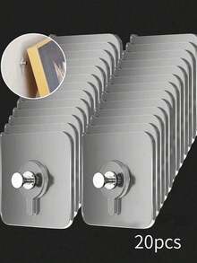 10/20/30/50pcs Transparent Picture Frame Hooks, Heavy Duty Self-Adhesive Wall Hooks For Picture Frames, Traceless Wall Hooks For Photo Albums And Paintings, No Punching Required, Bathroom And Kitchen Wall Hooks, Suitable For Glass/Tile/Wood/Metal Walls - Transparent - View 11