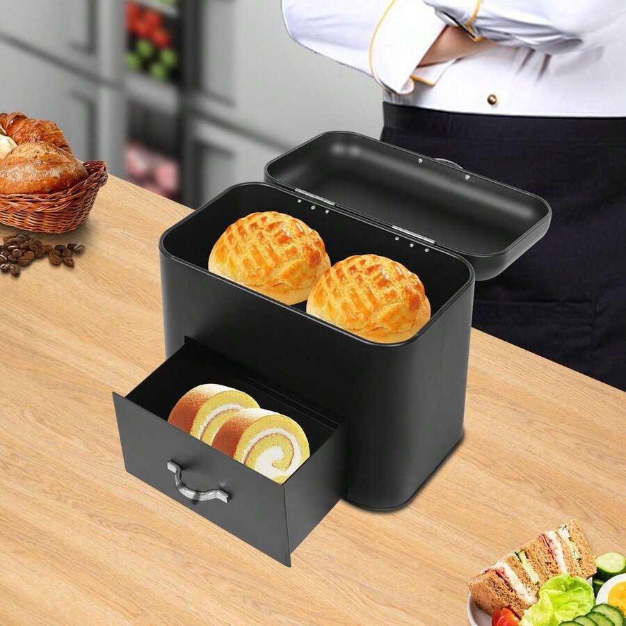Retro Large Bread Box, Storage Counter Oraganizer, Drawer Bread Box - Default - View 1