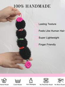 Set de 2 pinzas para cola de caballo con decoración de flores coloridas para niñas afroamericanas con cabello rizado, accesorios para el cabello de colores aleatorios para niños - Negro natural - Ver 6