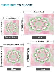 1件新款户外防水防沙数码印花野餐垫/沙滩巾，时尚清新图案，适合户外露营和野餐（100克面料） - 彩色 - 查看 4