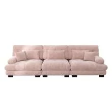 3-Sitzer Modular Ecksofa Mit Tiefensitz, Chenille Schlafsofa Komfortabel Gepolstert Für Wohnzimmer, Apartment, Studio, Office, Chenille Rosa - Pink - View 2