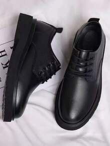 New Men's Leather Shoes, Casual Business Formal Dress Shoes, Suitable For Formal Occasions - Black - View 1