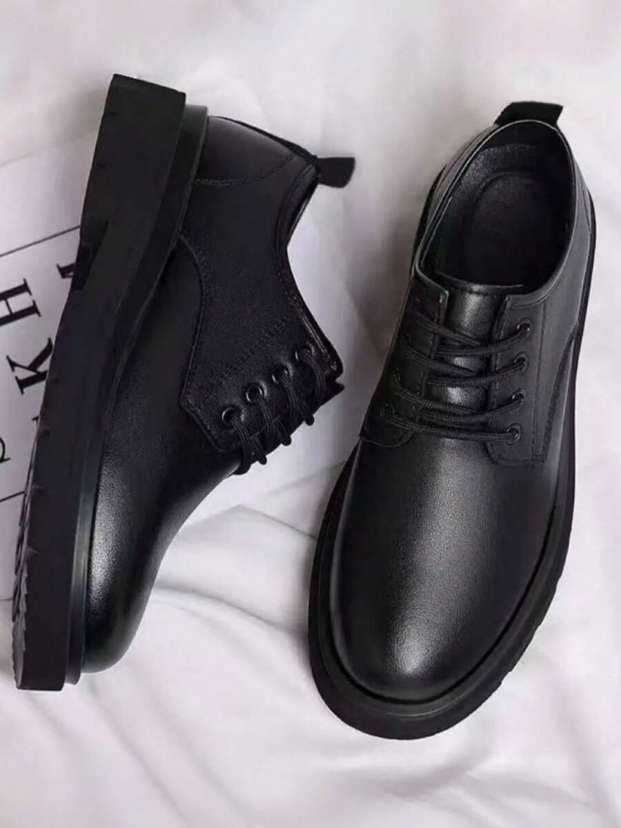 New Men's Leather Shoes, Casual Business Formal Dress Shoes, Suitable For Formal Occasions - Black - View 1