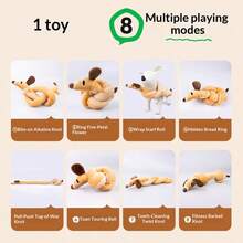 1个逼真毛绒香肠狗咀嚼玩偶，带吱吱作响的拉绳玩偶，送给狗主人的礼物，生日礼物 - 彩色 - 查看 8