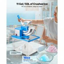Trituradora de hielo comercial de 661 lb/h, máquina eléctrica para hacer conos de nieve, hielo raspado, color azul - Azul - Ver 3