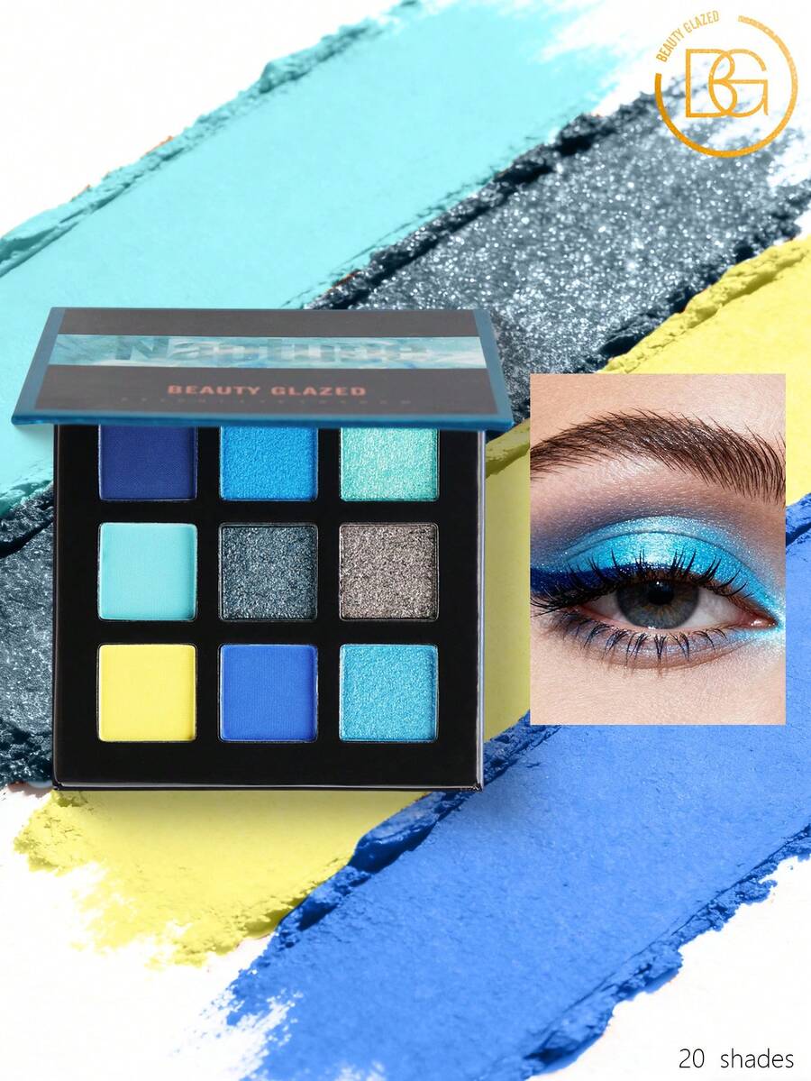 beauty glazed 9-Color Eyeshadow Palette, High Pigmentation, Matte, Shimmer, Natural Smokey, Glitter, Cream & Powder Textures, Waterproof Makeup Palette - #C - 查看 1