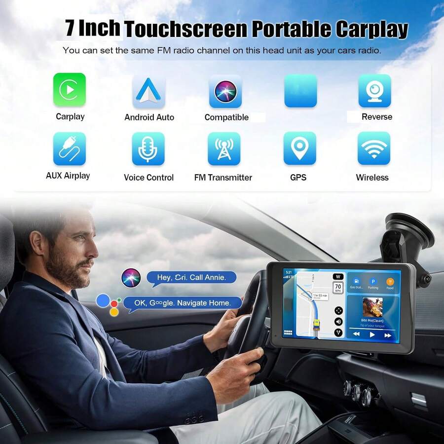 2026 New Model 2-In-1 Wireless CarPlay And Android Auto 7-Inch Car Radio Multimedia Video Player, Wireless CarPlay And Wireless Android Auto, Portable Universal Car Display With Camera - A - View 1