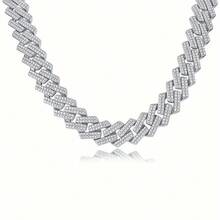 Elegant Moissanite Cuban Chain Necklace, 925 Sterling Silver & 18k Gold Plated, Hip-Hop Style, Perfect For Daily Wear Or Parties, Ideal Valentine's Day, Anniversary, Birthday Gift, Men's, Women's, Collarbone Chain, Personality, - 50厘米/19.7英寸 - 查看 10
