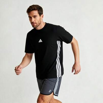 Adidas Men's Cotton Breathable Comfortable Short-Sleeve T-Shirt M 3S SJ T Simple Three-Striped T-Shirt Loose Crew Neck Men's Sports Running T-Shirt Fitness Training Short Sleeve JY8564