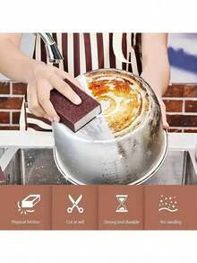 1/5/10件套，清洁布，钢丝刷，锅具清洁海绵，锅刷，除锈海绵，洗碗海绵块，防污清洁布，清洁布，强力去污，除锈锅刷，厨房清洁布，研磨海绵 - 彩色 - 查看 3