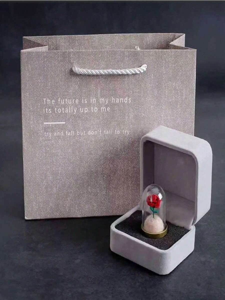 永生玫瑰玻璃罩礼盒 - 手工制作，逼真仿真玫瑰，完美的情人节礼物。采用玻璃罩设计和柔软的天鹅绒底座，适合情人节、婚礼、周年纪念日和生日等场合。包含礼盒。 - 彩色 - 查看 1