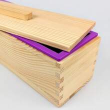 1.2-Liter Rectangular Long-Barrel Wooden Box With Silicone Inner Liner, Lid, Handcrafted Soap Rendering Silicone Mold - Purple - View 2