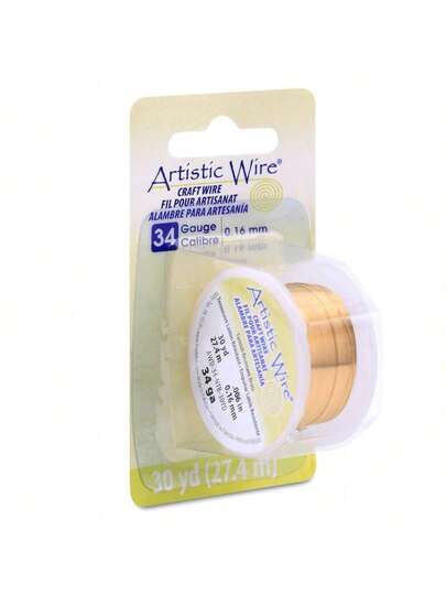 EstiloArtistic Alambre de Latón Resistente al Deslustre de Calibre 34 / .16 Mm, 30 Yd / 27.4 M, Color Dorado Versión Mejorada