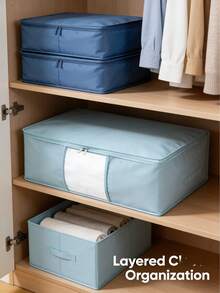 Large Storage Bag - Canvas Wardrobe Storage Bag With Reinforced Handles, Waterproof, Multipurpose, Foldable And Timeless Design For Storing Clothes, Blankets, Quilts, Bedding - Grey, Under Bed Storage - Multicolor - View 7