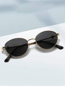 休闲复古圆形黑色时尚眼镜，适合日常出行、夏季海滩、装饰、街头摄影 - 彩色 - 查看 3