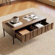 Modern Retro-Style Coffee Table, Living Room Furniture. Dimensions: 105 Cm (Length) X 55 Cm (Width) X 41 Cm (Height). - Wood Color - View 6