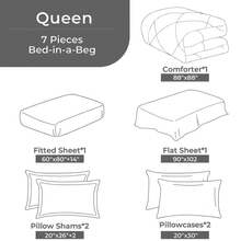 7pcs Full Queen King Black Dark Grey Green White Quilted Comforter Fitted Sheet Flat Sheet Mattress Protector Cover And Pillowcases Sets - 黑色 - 查看 8