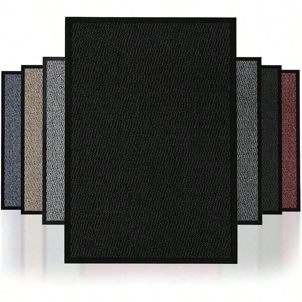 Barrier Door Mat Heavy Duty Rubber Non-Slip Floor And Kitchen Mat Easy Clean Absorbent Soft Feel Entrance Rug Floor Mat Black 40x60 Cm