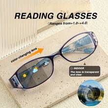 Set Of 4 Oval Women's Reading Glasses Colorful Printed Lightweight Portable For Daily Use - 黑色+藍色+紫色+棕色 - 查看 5