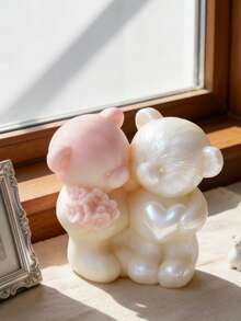 1pc Valentine's Day Couple Bear Silicone Mold - High Precision Multi-Purpose, Suitable For Resin/Gypsum/Soap, Valentine's Day/Graduation/Birthday Wedding Decoration Bride Gift - White - View 2