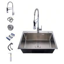 Gourmet Stainless Steel Kitchen Faucet, Silver, 60x45cm, With 360° Flexible Single-Lever Faucet, High Spout, And Winda Spray. - Bạc - Xem 2