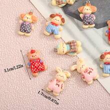 5/10个可爱狗狗、兔子、小熊树脂吊坠挂件，耐用树脂配件，是手工珠宝制作的理想之选。 - 彩色 - 查看 3