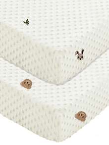 2 piezas Juego de sábanas para bebé engrosadas, unisex, sábana ajustable con bordado de animales para cama de niños, estilo Ins, se ajusta a colchones rectangulares, redondos y ovalados, ajuste flexible para diferentes tamaños de cuna/colchoneta de bebé - Multicolor - Ver 13