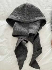 1件装女士纯色抓绒针织连帽围巾，新款时尚针织帽围巾套装，多功能休闲冬季保暖帽，适合日常、滑雪、徒步旅行、度假等场合。 - 彩色 - 查看 15