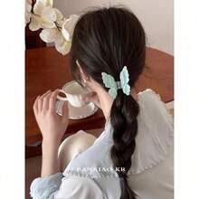 Fancy Butterfly Hair Clip For Women; High-End Feeling Half-Updo Hair Clip For The Back Of The Head; Stylish Shark Clip Hair Accessory - 米色蝴蝶抓夾 - 查看 11