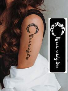 Hana Hand Drawn Tattoo Hollow Template Minimalism Hana Bride Elegant Lace Mandala Flower Pattern Sticker Suitable For Hands, Feet, Shoulders, Neck, Collarbone Semi Permanent Fake Tattoo Sticker 1 Pack - Black - View 5