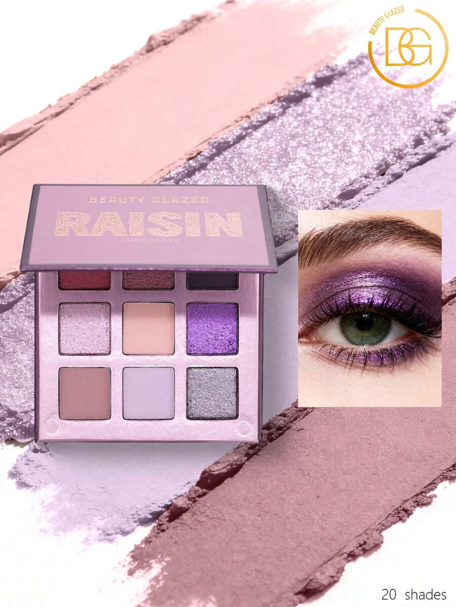 beauty glazed 9-Color Eyeshadow Palette, High Pigmentation, Matte, Shimmer, Natural Smokey, Glitter, Cream & Powder Textures, Waterproof Makeup Palette - 這 - 查看 1