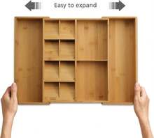 Joseph Joseph DrawerStore Expanding Silverware, Flatware, Utensil &Amp; Gadgets Organizer, Expandable In Drawer Space Saving Tray, Bamboo - MàuA - Xem 2