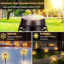 Solar Lights Outdoor, Solar Torch Light With Flickering Flame For Halloween Decor, Solar Garden Lights, Waterproof Outdoor Lighting, Flame Torches For Outside Patio Pathway Yard Decorations - Màu trắng ấm áp - Xem 5