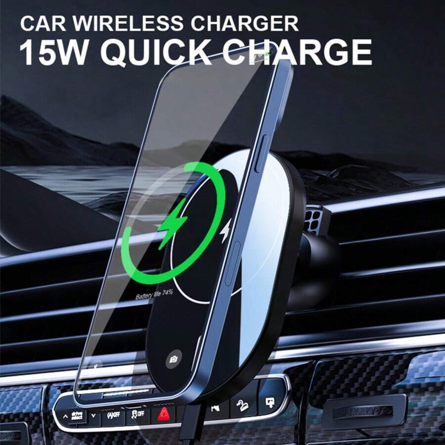 15W Magnetic Wireless Car Charger, Compatible With IPhone 17/16/15/14/13/12/12 Series, And Stable, Essential Accessory For Commuting Drivers, Available In Black And White