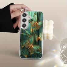 Funda de Teléfono de Flor de Mariposa Verde de Bosque de Bambú para Samsung Galaxy A02 A03S A04 A05S A06 A13 A14 A15 A16 5G A21S A22 A23 A24 A25 A26 A32 A34 A35 A36 A50 A52 A53 A54 A55 A56 A73 S21 Ultra S22 Plus S23+ S24 FE S48 Funda de Teléfono Transparente de Caricatura a Prueba de Golpes de Cobertura Completa TPU Funda Suave Creativa - Multicolor - Ver 3