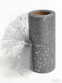 1 件 20 码银色闪亮欧根纱，闪光透明缎带面料，适用于婚礼装饰、桌旗、椅背装饰带、新娘送礼会、DIY 手工艺品、鲜花包装、婴儿派对、生日派对、活动礼品包装、领结