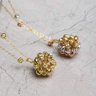 Set de 2 piezas: Collar y aretes hechos a mano con cuentas de cobre bicolor facetadas de artesanía italiana, adecuados para uso diario y fiestas