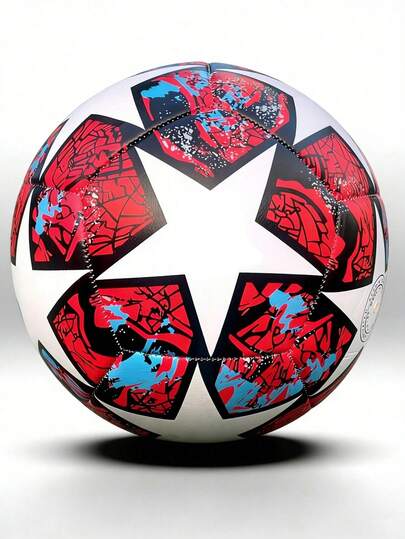 1 st storlek 5 standardfotboll för inomhus-/utomhusmatchträning, uppblåsbar PU-läder rosa fotboll (fotbollen är inte uppblåsbar, stil och färg slumpmässig)