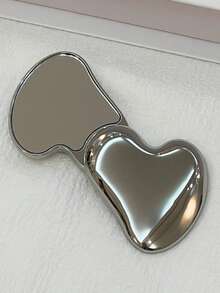 Handheld Heart Shaped Makeup Mirror | Cute Valentine's Day Gift For Her Girlfriend Wife | Portable Double-Sided Mini Compact Mirror | Foldable Non-Fragile Simple Cosmetic Repair Mirror For Travel Purse School Office Home Makeup Vanity | Love Shape Romantic Mirror For Teens Women Girls, Birthday Gift, Anniversary Present, Bridal Shower, Selfie Photo Prop, Prom Night - Bạc - Xem 9