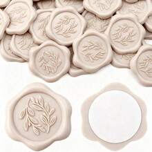 30pcs Olive Branch Wax Seal Stickers, Self-Adhesive Wax Seals For Wedding Party Invitations, Envelopes, Cards, Gifts - Beige - Beige - View 9